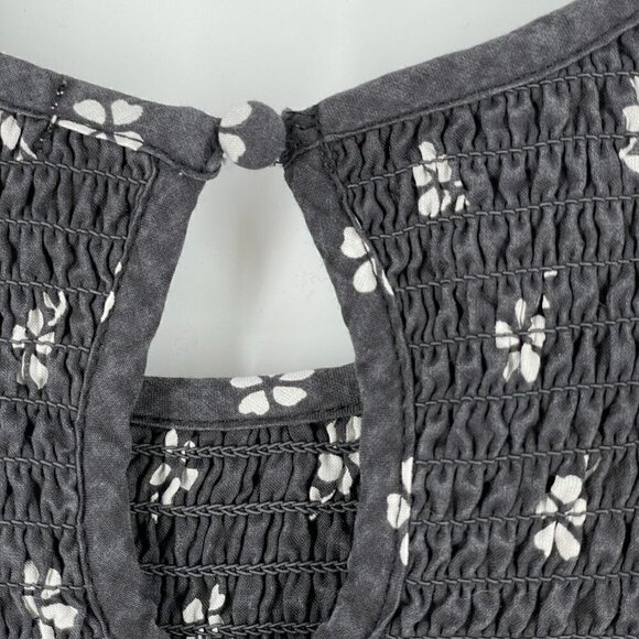 Marine Layer Gabrielle Smocked Top Black Modern Ditsy 3/4 Sleeves Popover Small - Picture 6 of 9